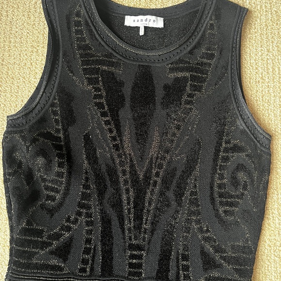 Sandro Black Textured Sleeveless Dress - Picture 3 of 10